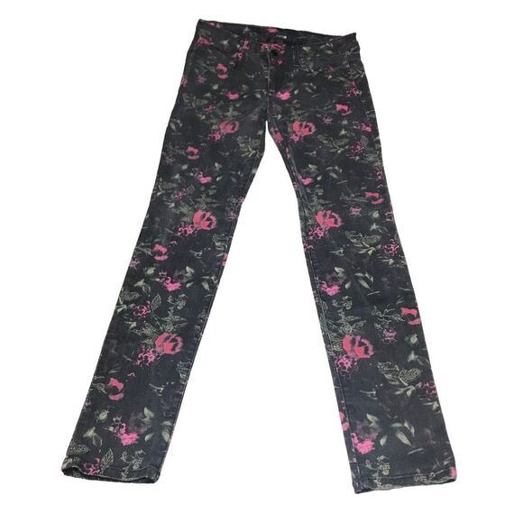Joes Jeans Black and Pink Floral Skinny Jeans N0300 - Picture 1 of 9